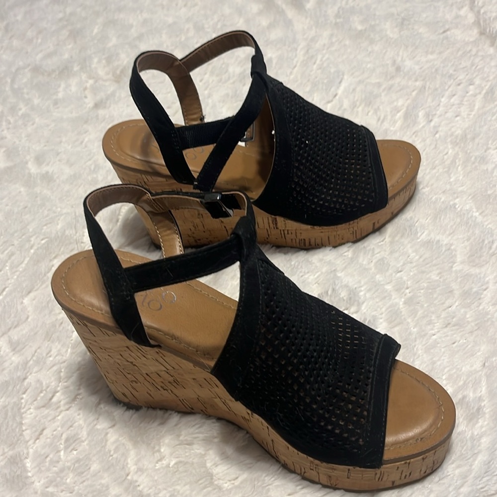 Franco Sarto Black Wedge sandal Size US womens 5.5
